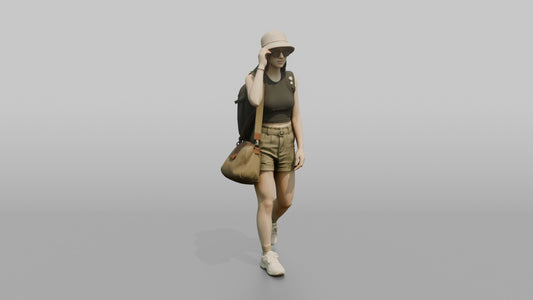 Traveler Putting On Sunglasses In Terminal - 3D character model, view 1