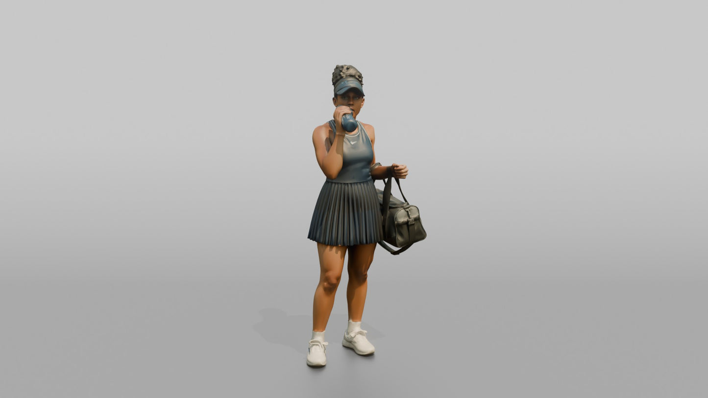 Vacationer Wearing Athletic Tennis Dress And Visor