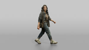 Young Woman in Dark Jacket Walking with Crossbody Bag - 3D character model, view 1