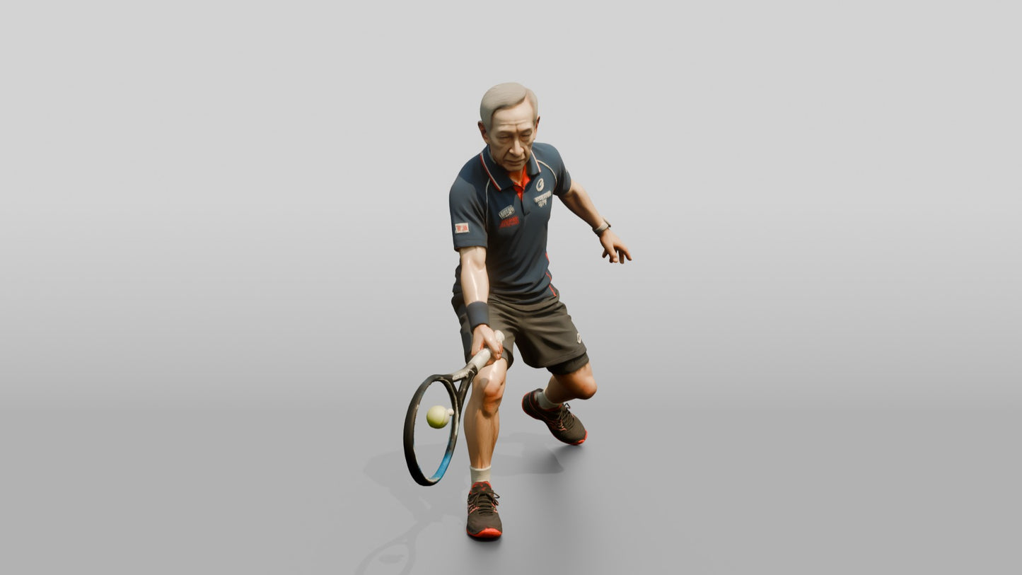 Senior Tennis Player Playing a Delicate Drop Shot