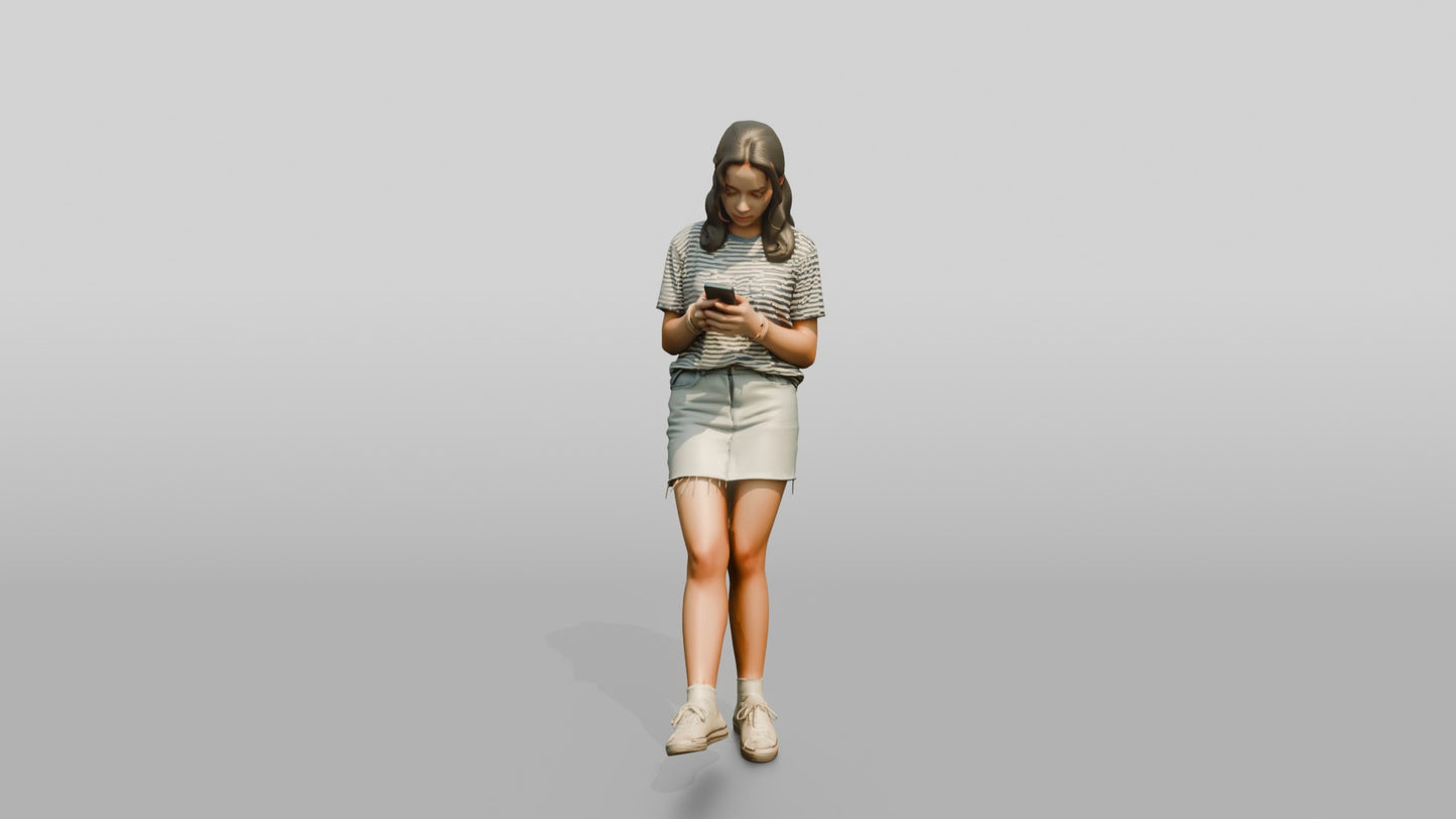 Petite Portuguese Teenage Girl Texting on Her Phone