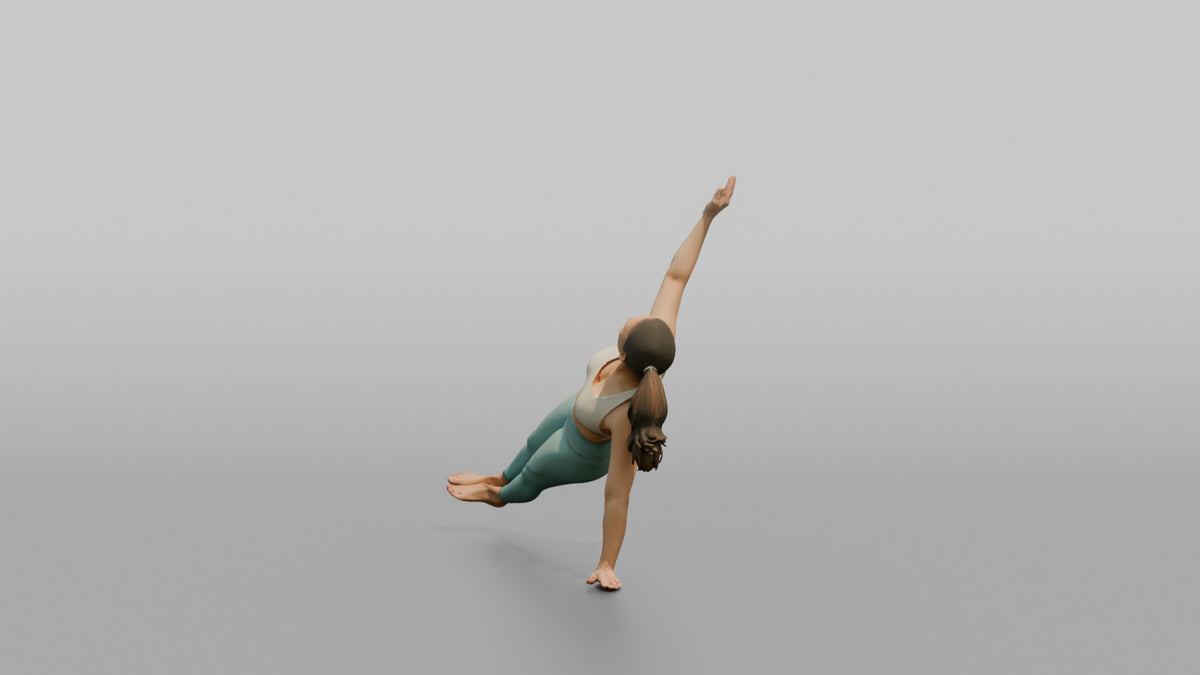 Bodyweight Athlete Woman Holding A Side Plank - 3D character model, view 4
