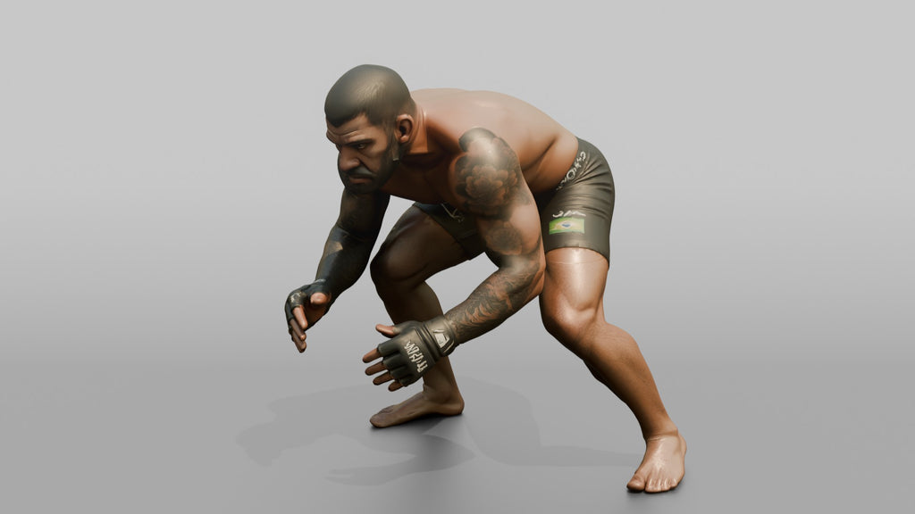 BJJ Fighter Predatory Low Wrestling Stance