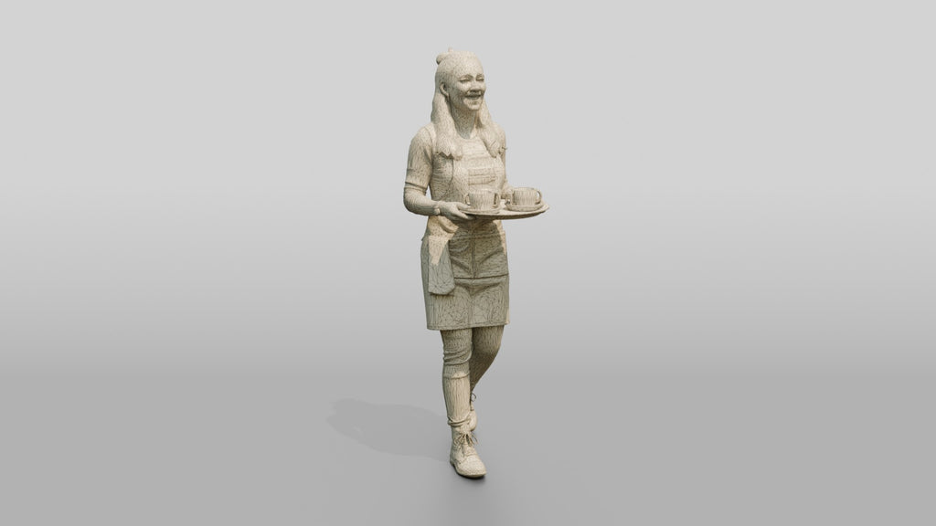 Barista Carrying Tray of Drinks