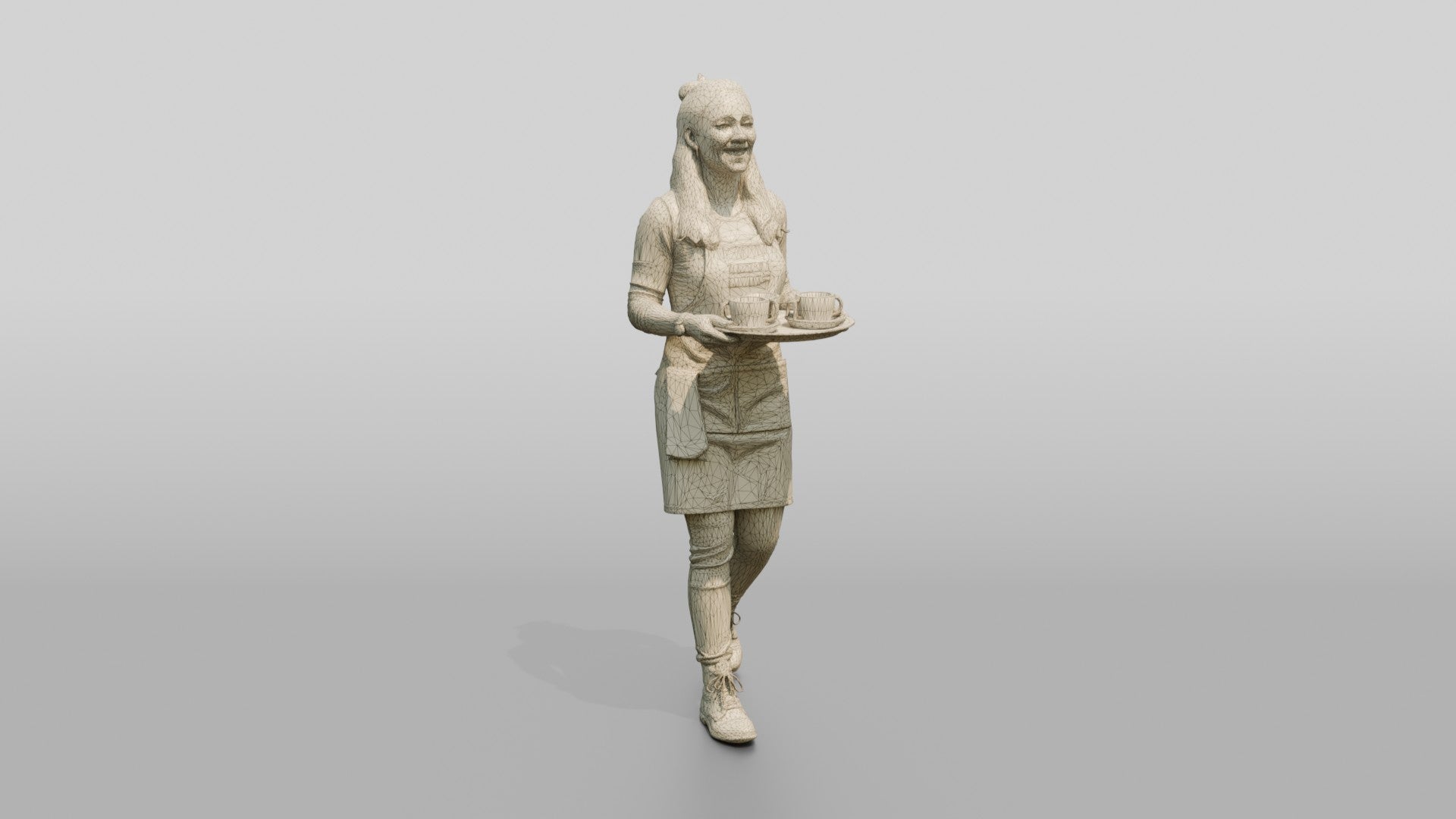Barista Carrying Tray of Drinks