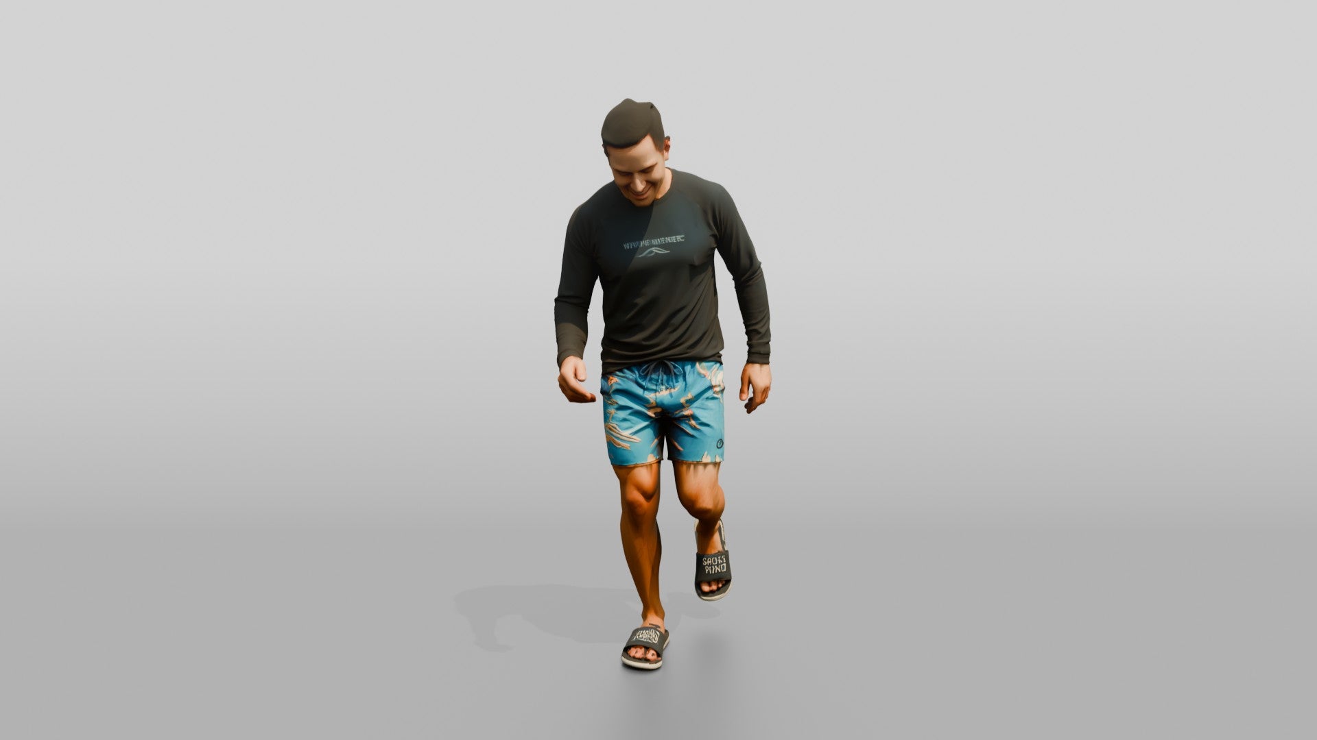 Man Testing Sand With Bare Feet
