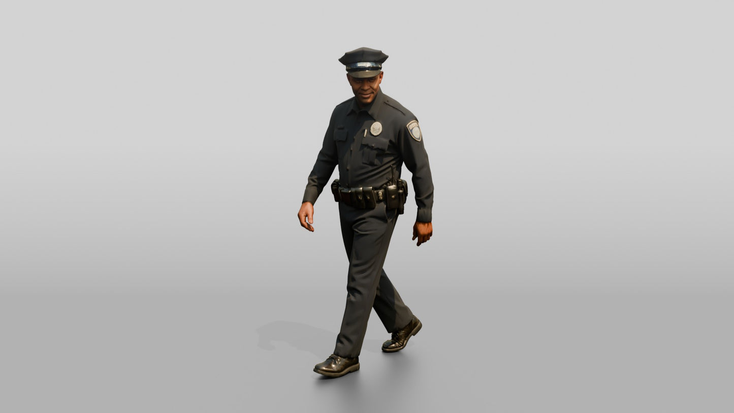Police Officer Looking Over His Shoulder