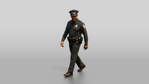 Police Officer Looking Over His Shoulder - 3D character model, view 1