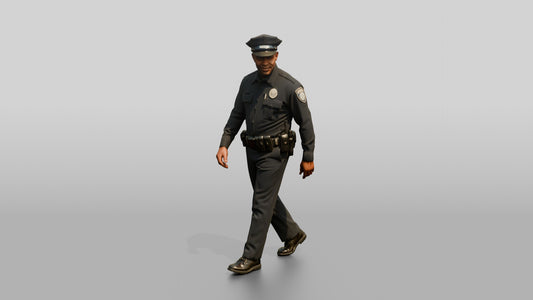 Police Officer Looking Over His Shoulder - 3D character model, view 1