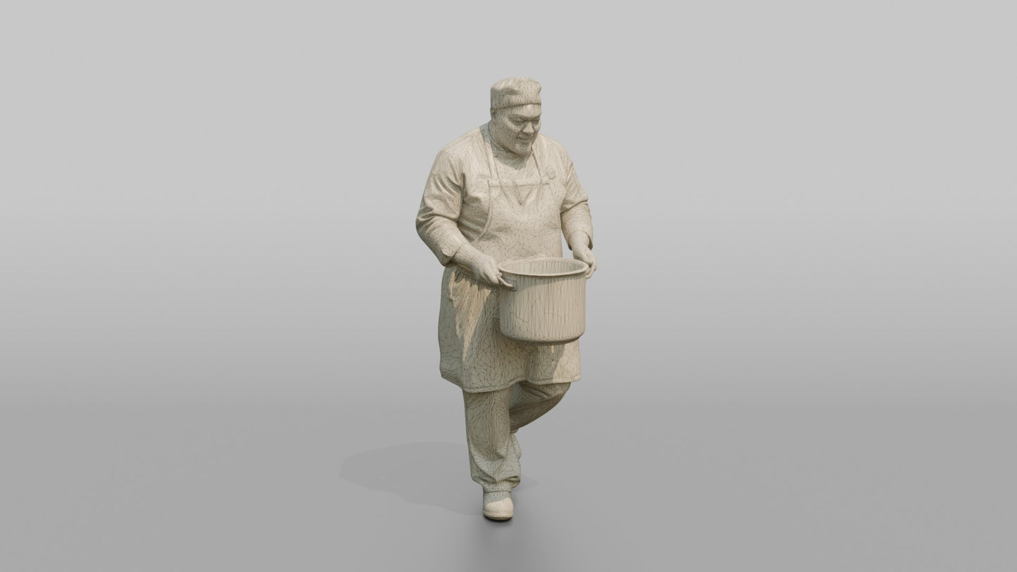 Ship's Chef Carrying a Steaming Pot Through the Galley