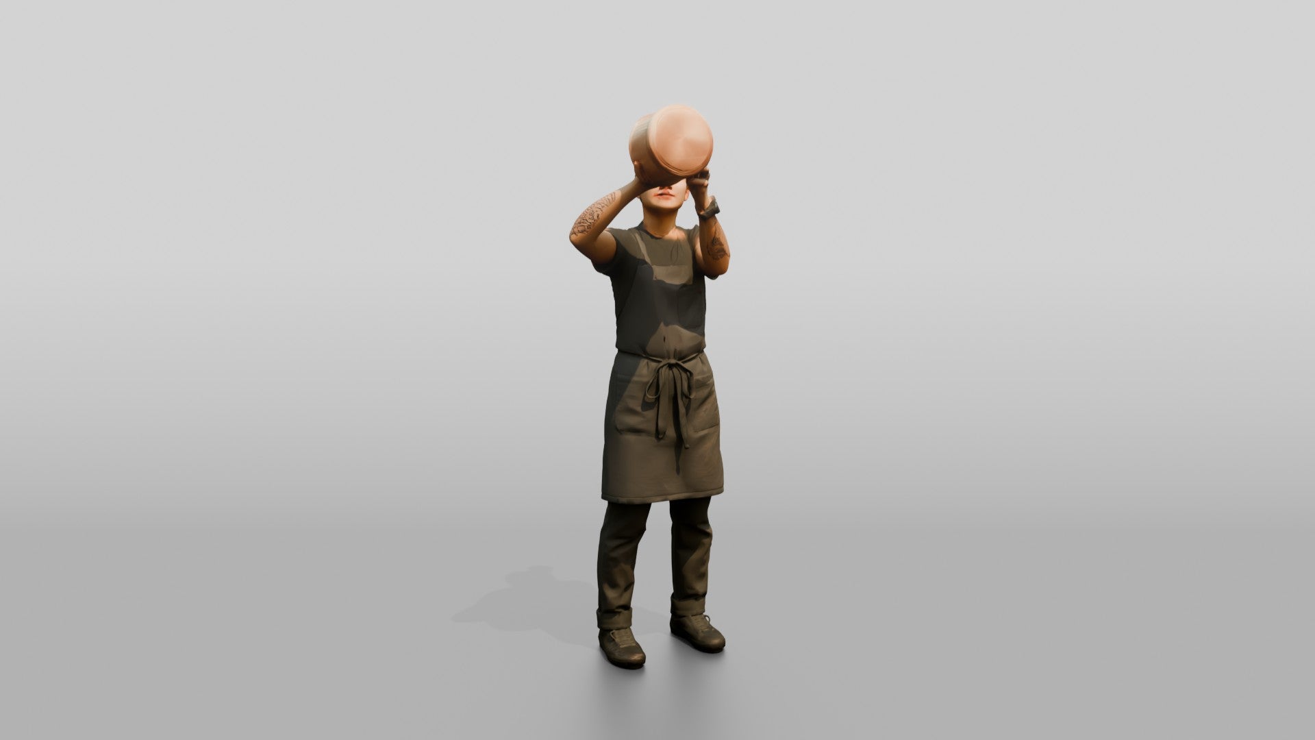 Line Cook Hanging Copper Pots
