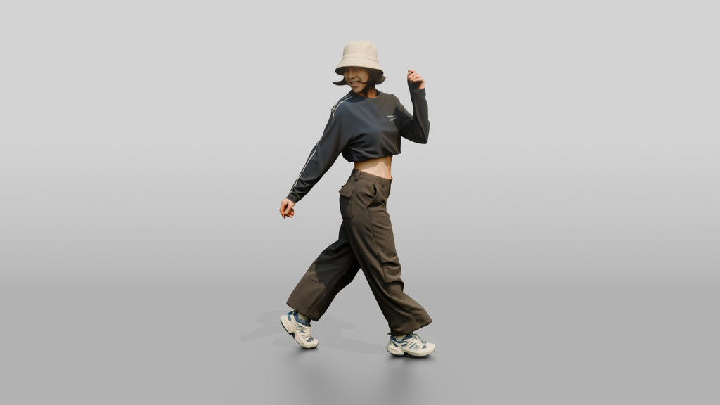 Woman Mid-Spin Glancing Over Shoulder