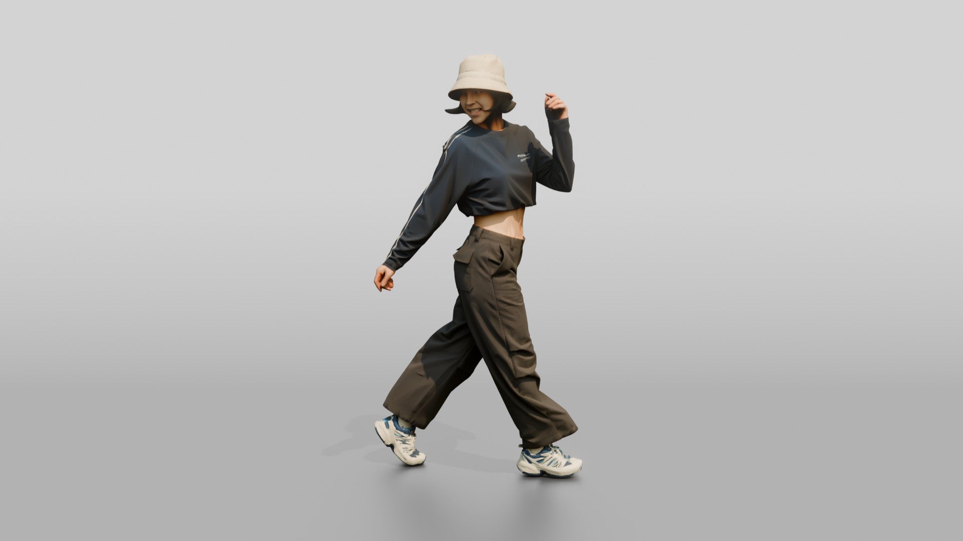 Woman Mid-Spin Glancing Over Shoulder