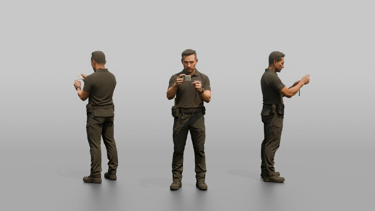 Door Staff Man Checking An ID Card - 3D character model, view 1