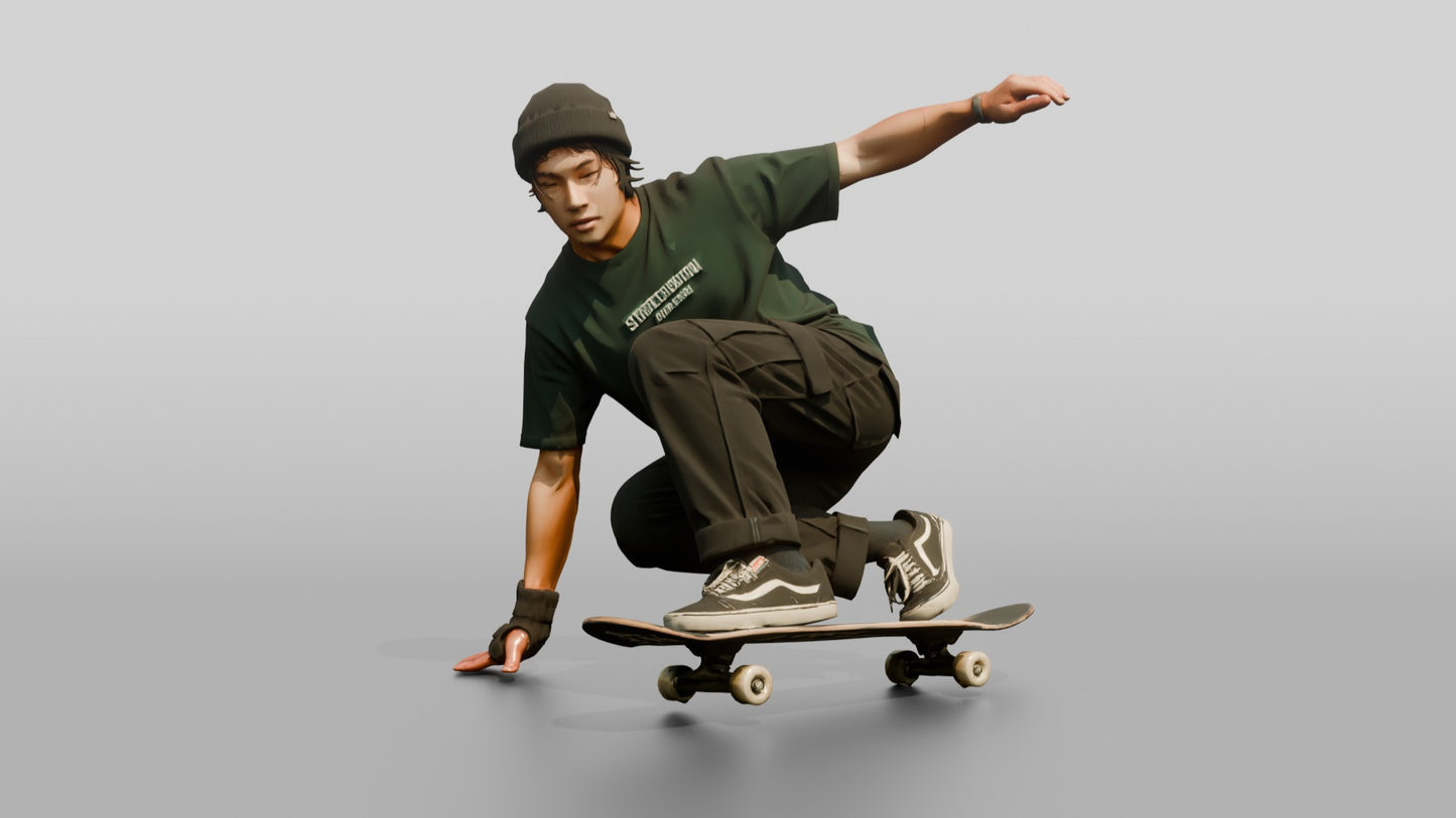 Skateboarder Man Performing Ollie