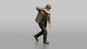 Protester Man Ducking and Covering His Head - 3D character model, view 1