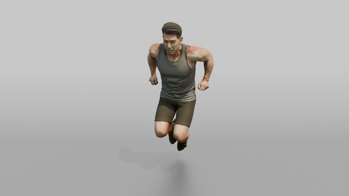 Bodyweight Athlete Man Mid-rep Of A Tricep Dip - 3D character model, view 4