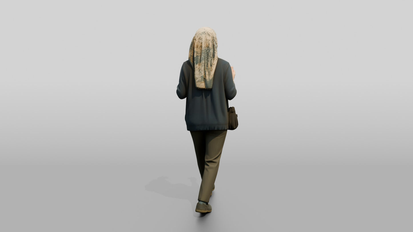 Elderly Woman Walking and Talking