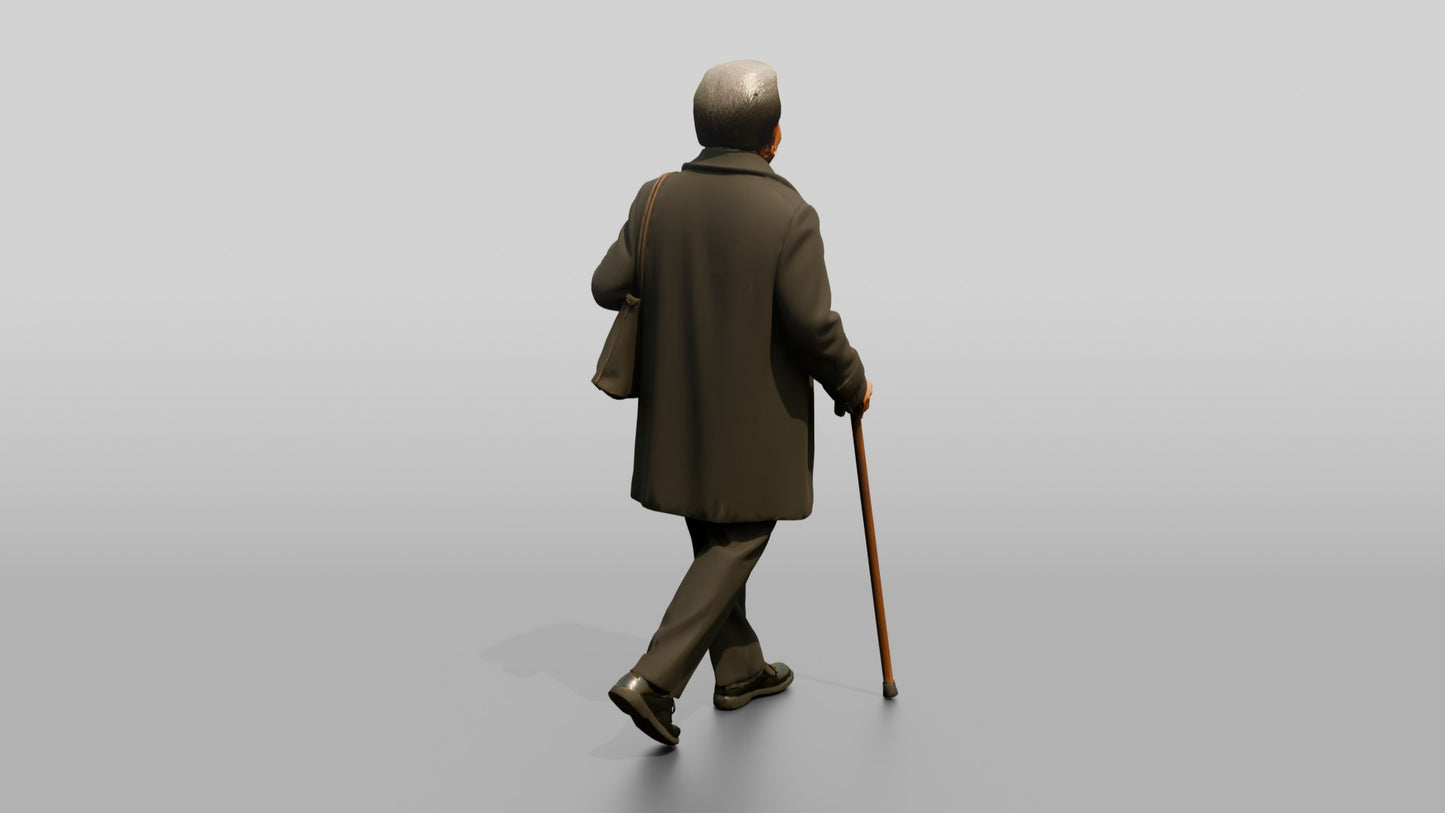Elderly Black Woman Walking with a Cane