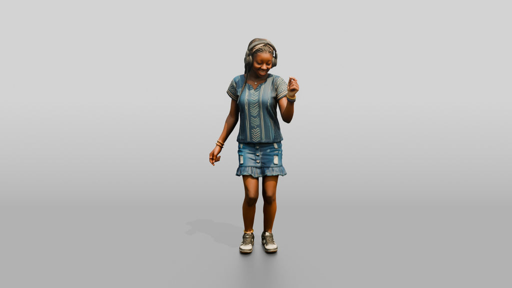 Teenage African Girl Dancing with Headphones
