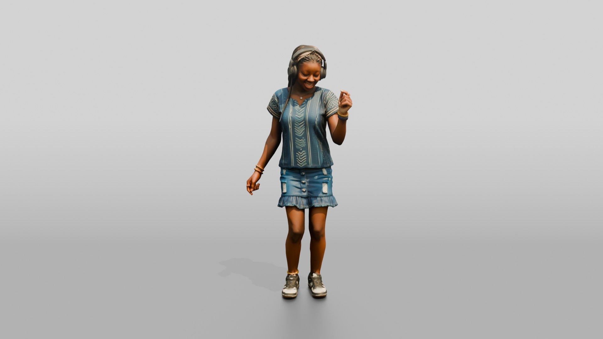 Teenage African Girl Dancing with Headphones
