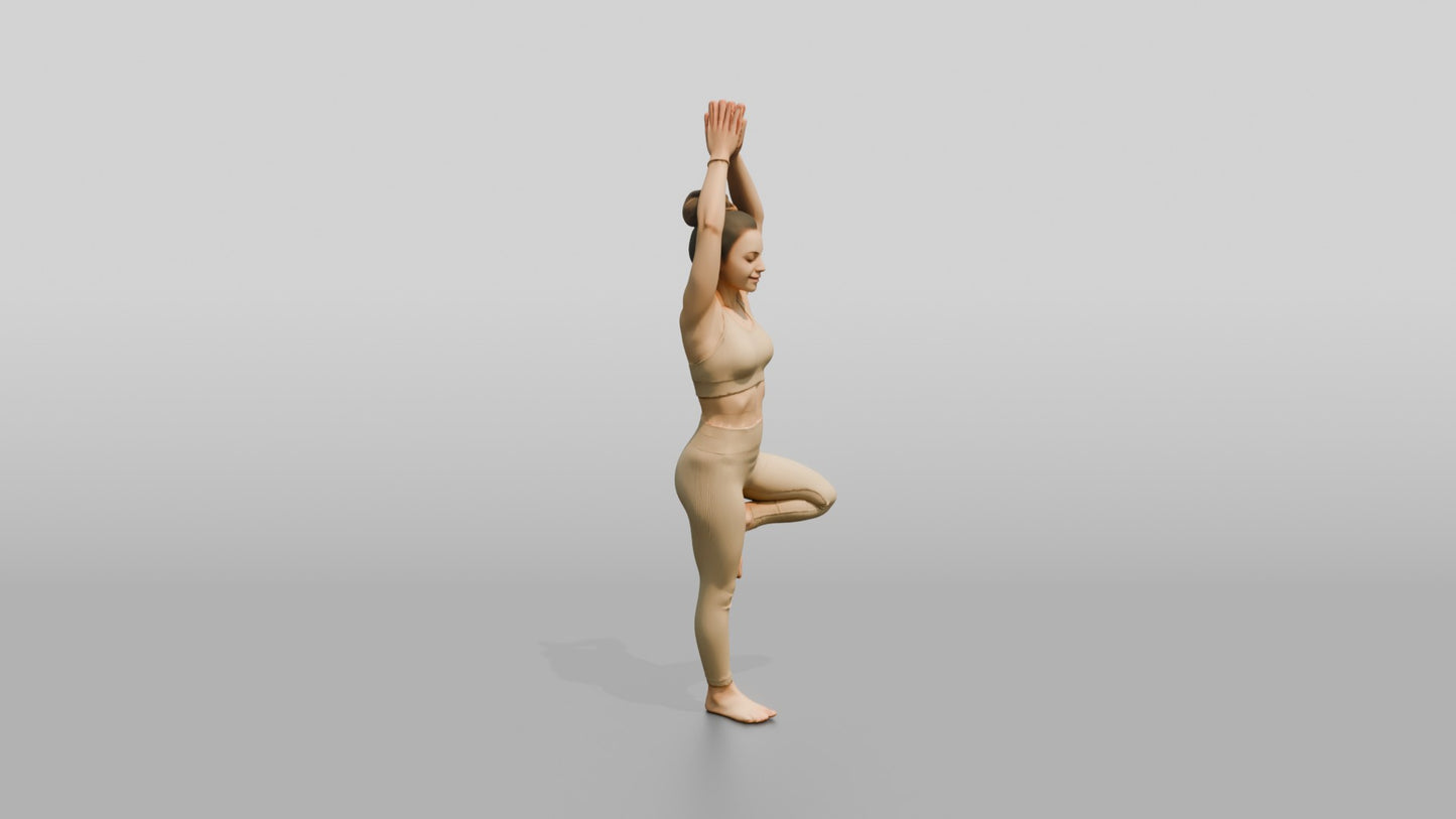 Tree Pose Woman Arms Raised