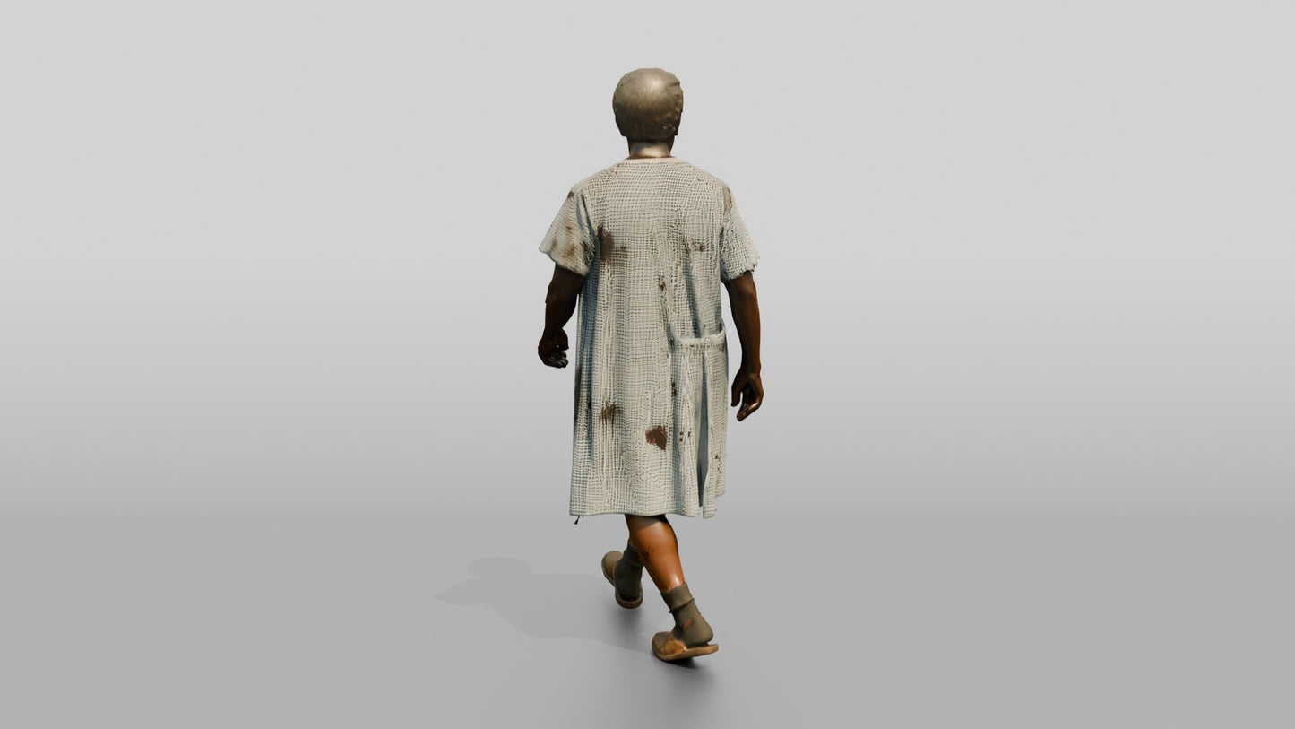 Elderly Man Patient Walking with Injuries