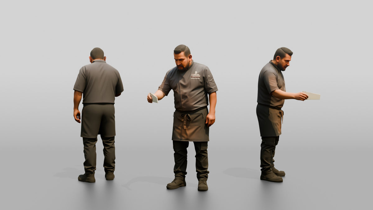 Head Chef Inspecting a Plated Meal - 3D character model