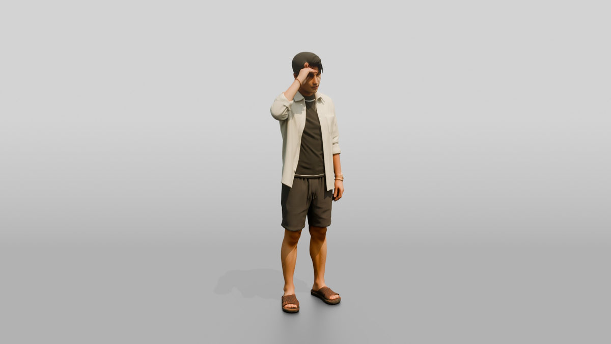 Man Shading Eyes From the Sun - 3D character model, view 1