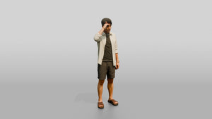 Man Shading Eyes From the Sun - 3D character model, view 1