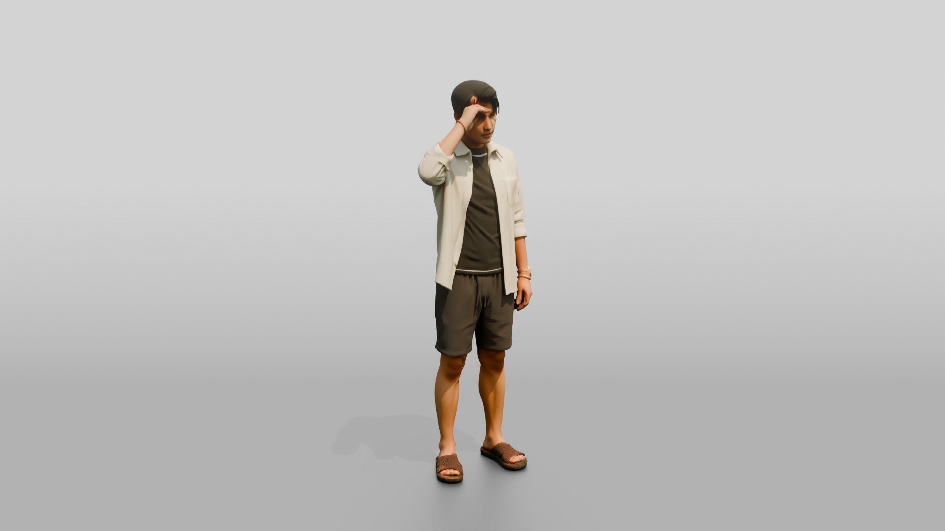 Man Shading Eyes From the Sun