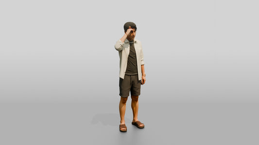 Man Shading Eyes From the Sun - 3D character model, view 1