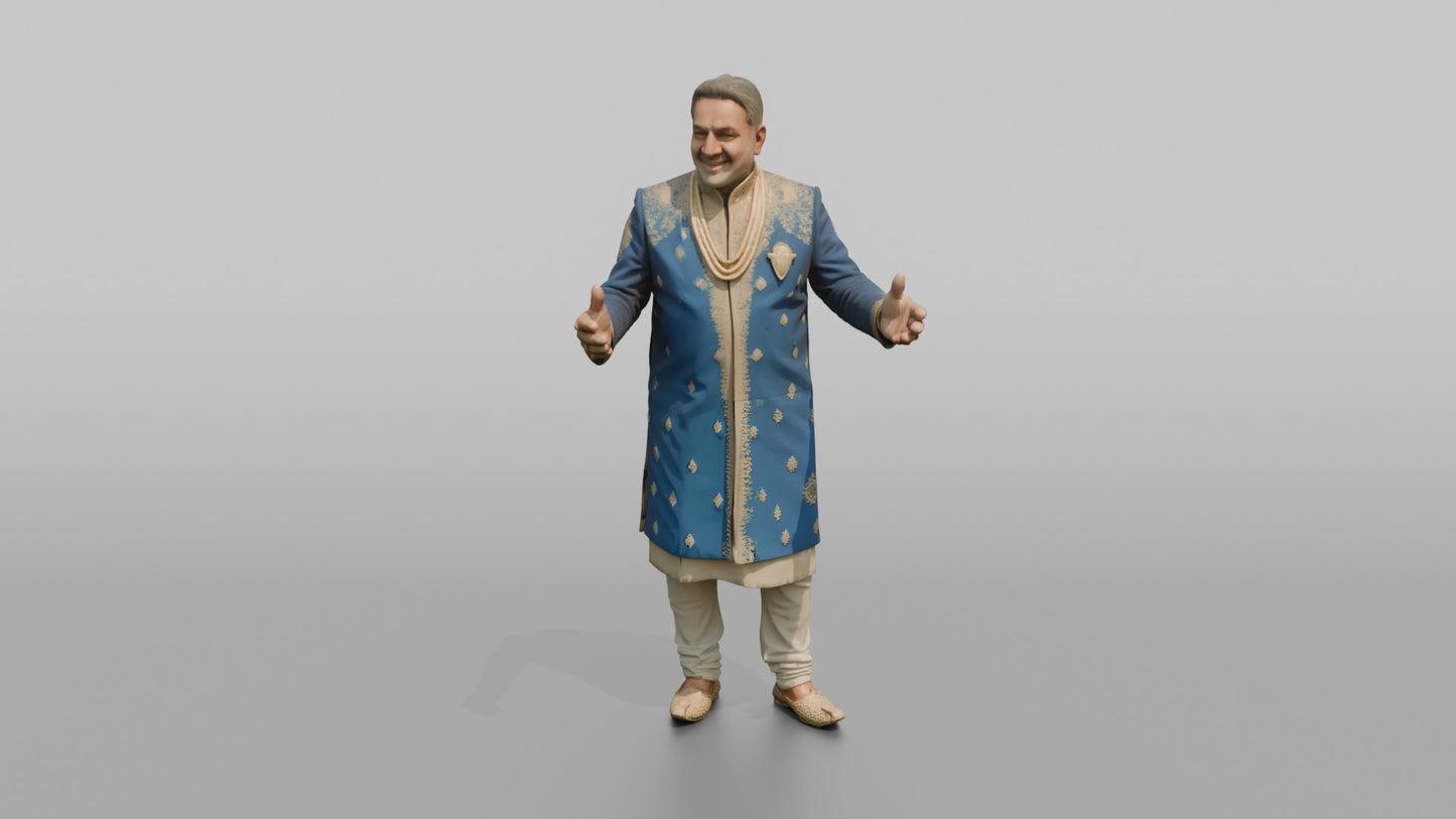 South Asian Wedding Guest Gesturing a Welcome