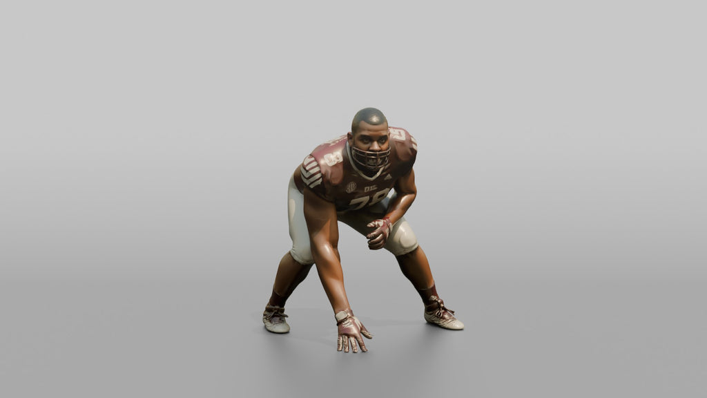 Offensive Lineman in a Three-Point Stance