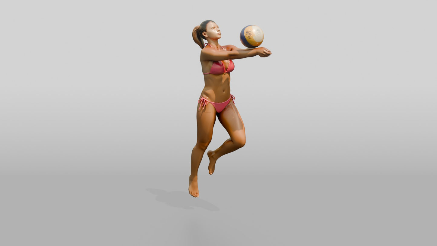 Latina Woman Diving for Beach Volleyball