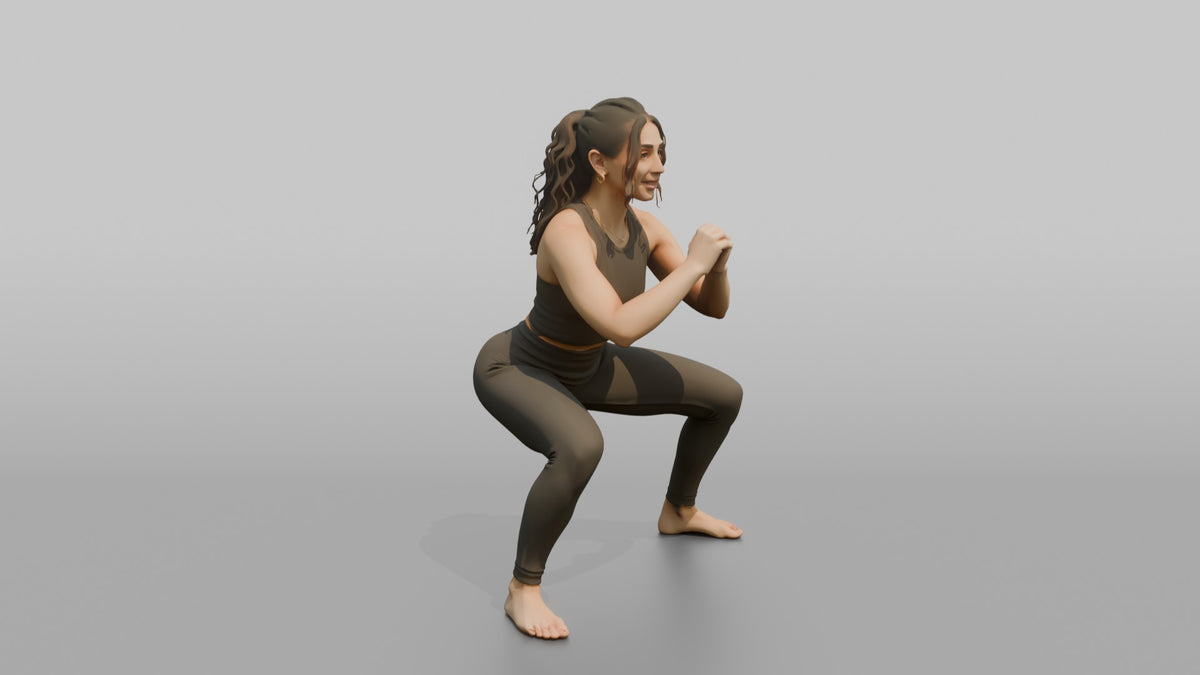 Fitness Influencer Woman Doing A Wide-stance Squat - 3D character model