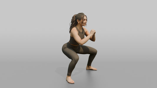 Fitness Influencer Woman Doing A Wide-stance Squat - 3D character model