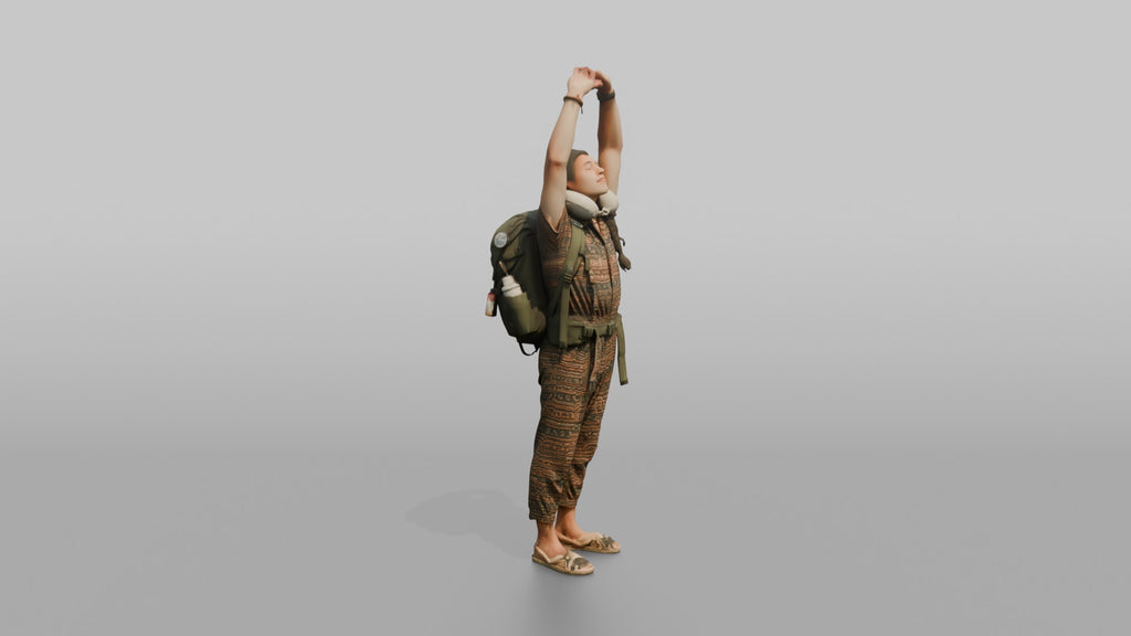 Traveler Stretching After A Long Flight