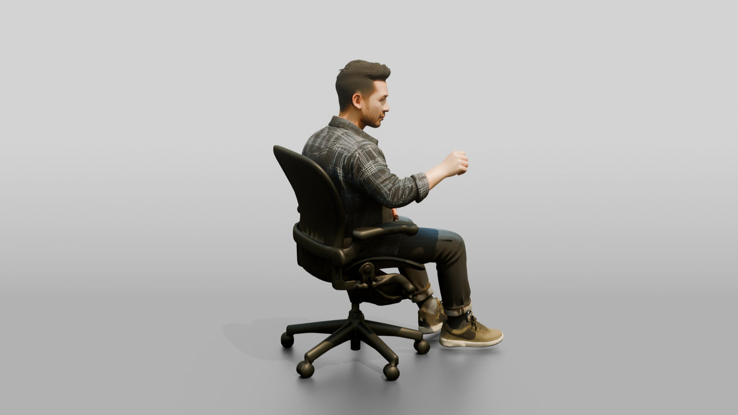 Man Gesturing from an Office Chair