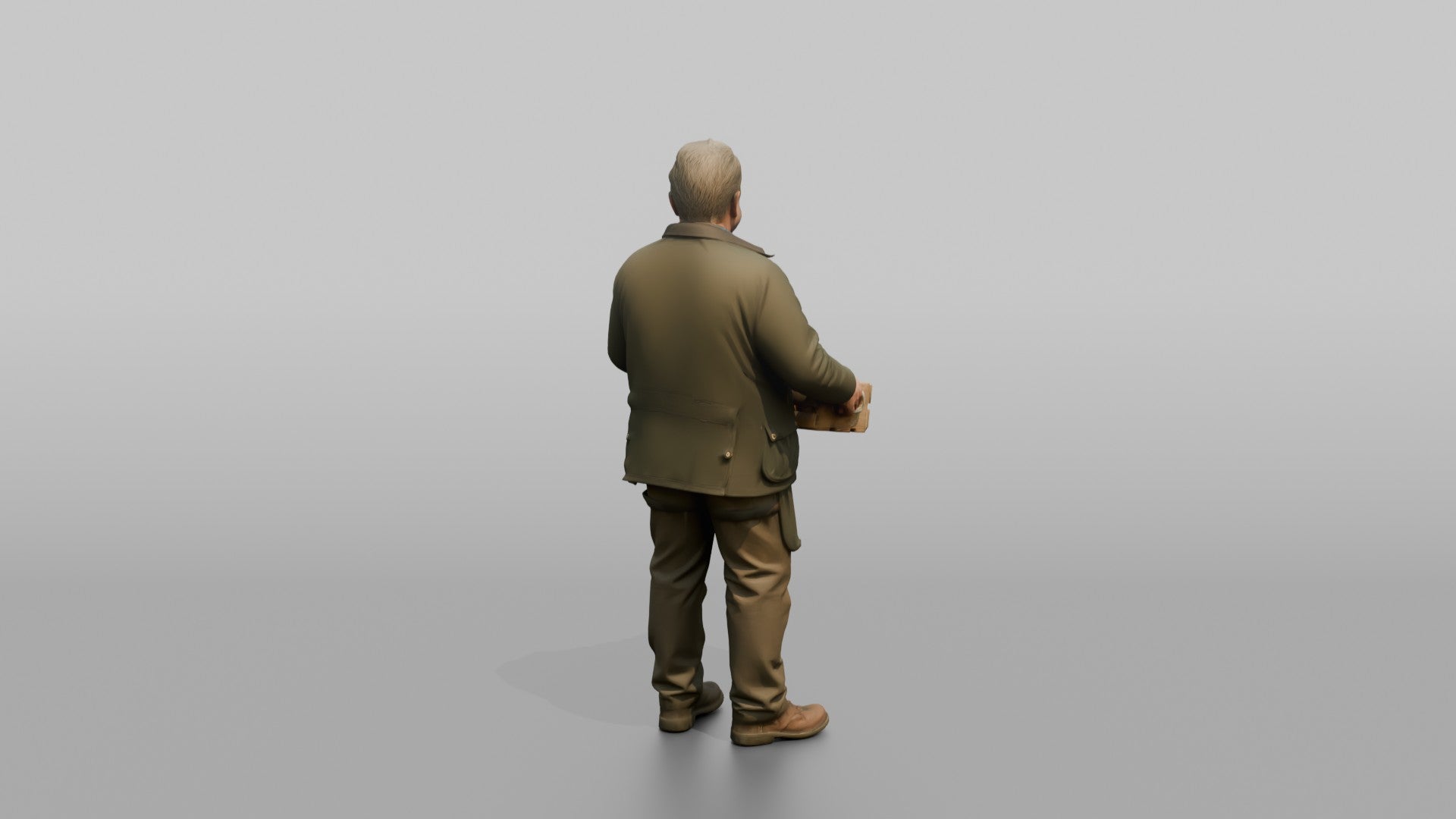 Farmer Holding Hand Built Wooden Egg Crate