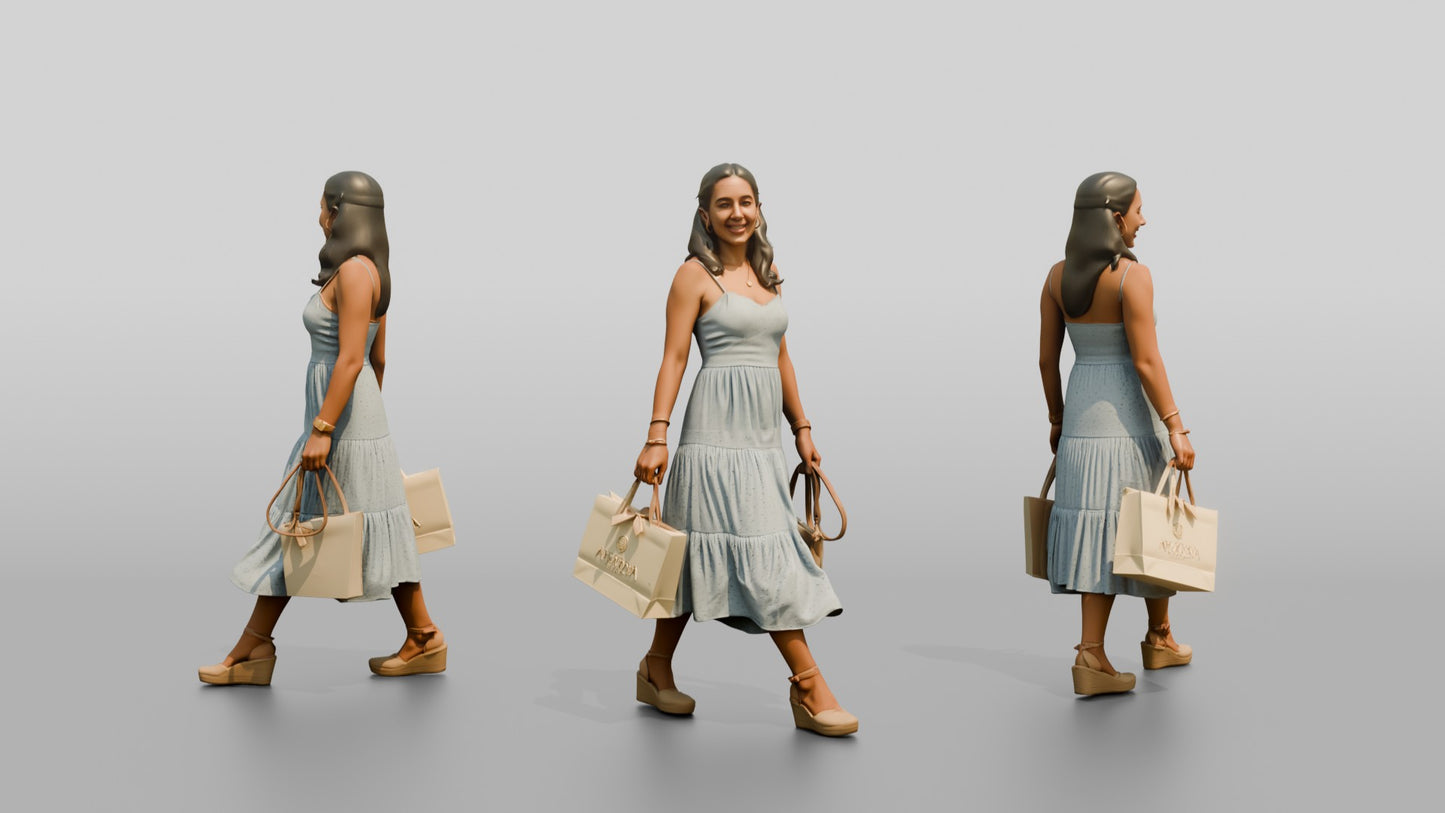Petite Portuguese Young Woman Holding a Shopping Bag