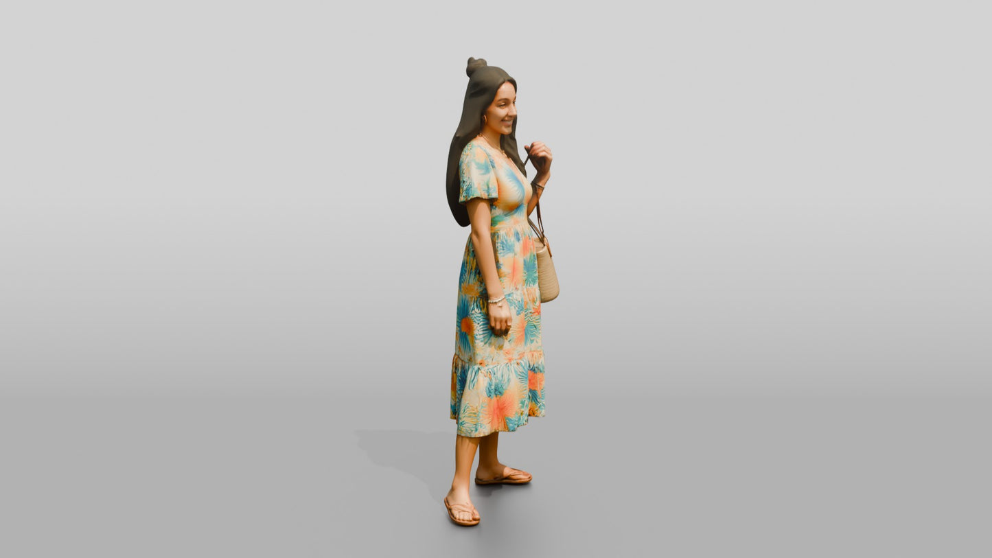 Latina Woman in Tropical Summer Dress