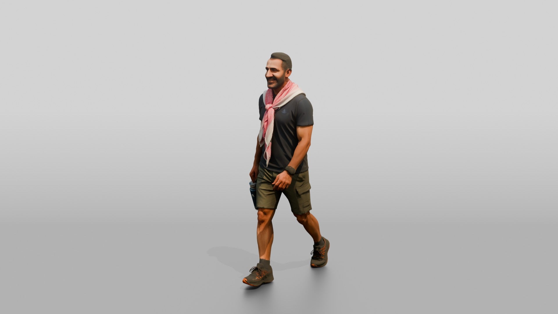 Athletic Middle-Aged Jordanian Man in Keffiyeh