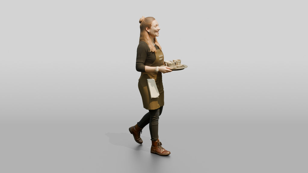 Barista Carrying Tray of Drinks