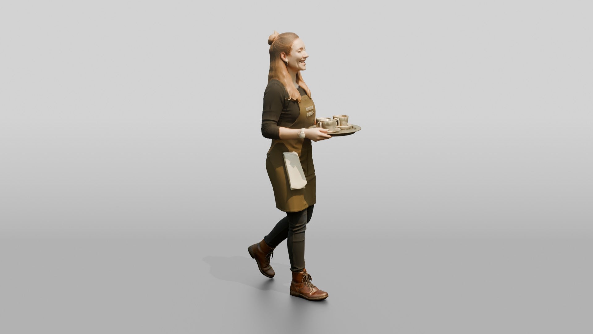Barista Carrying Tray of Drinks