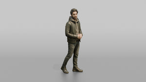 Young Man in Olive Leather Jacket and Boots - 3D character model, view 1