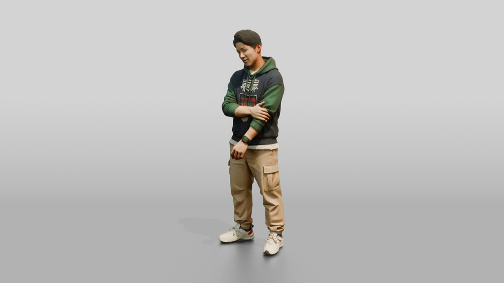 Asian Man Leaning with Arms Folded