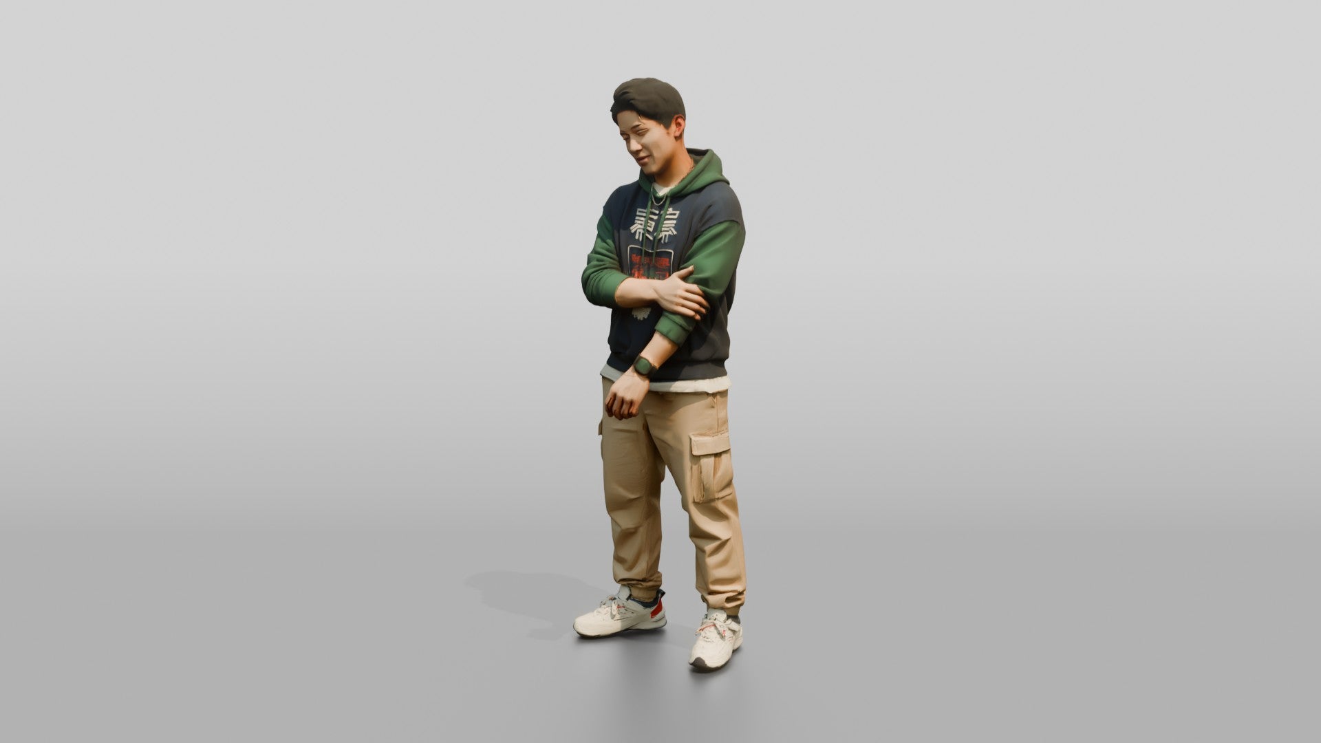 Asian Man Leaning with Arms Folded