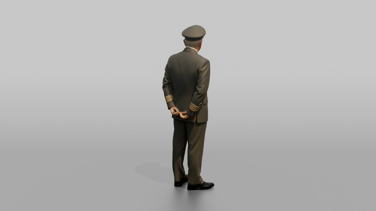 Caucasian Co-Pilot Carrying a Flight Bag - 3D character model, view 3