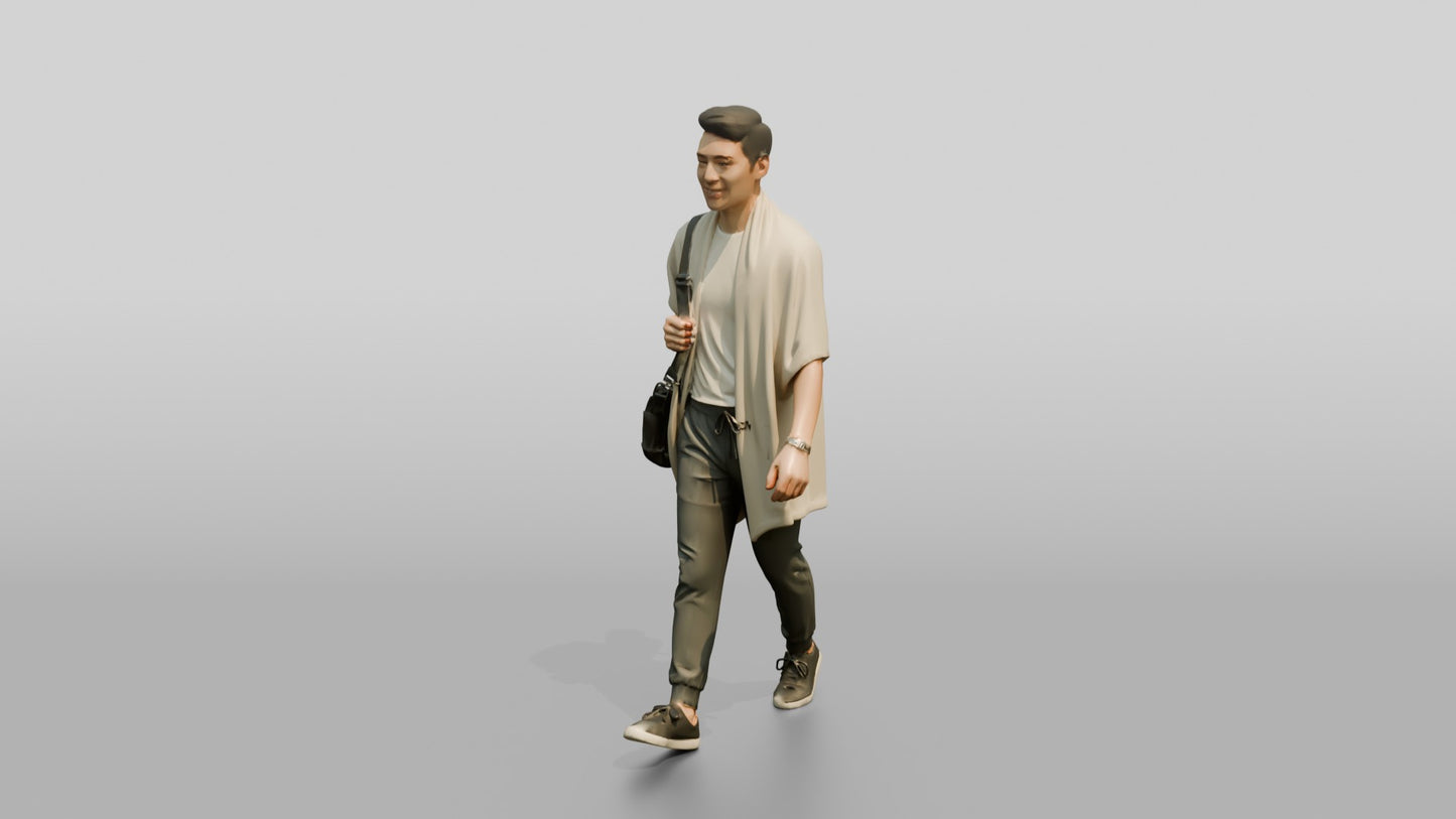 Walking Man in Linen Wrap